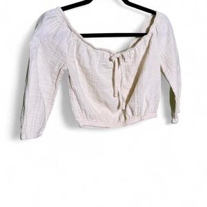 Roxy size S white linen peasant style crop top